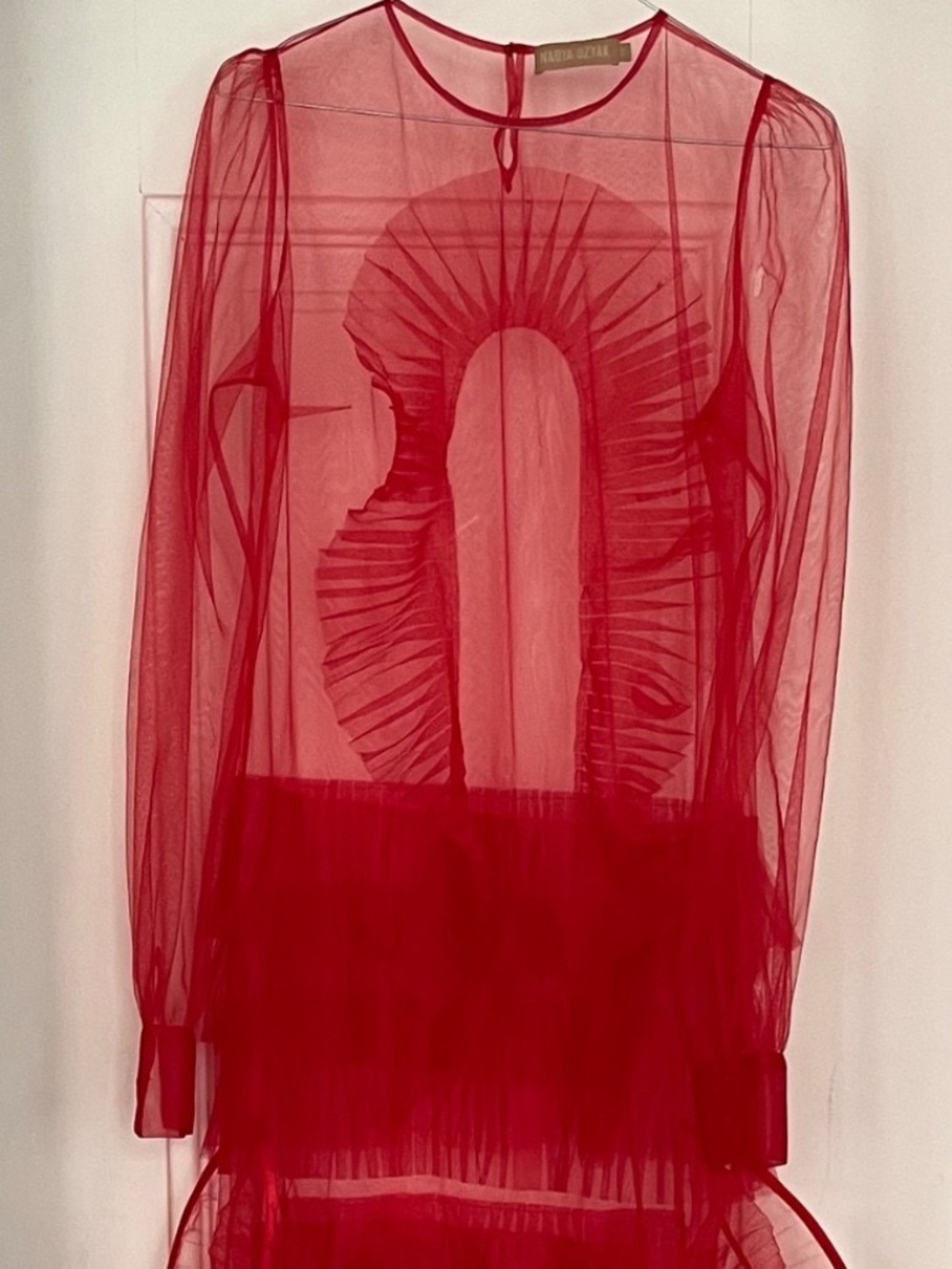 NADYA DZYAK Tulle Midi Dress, Red